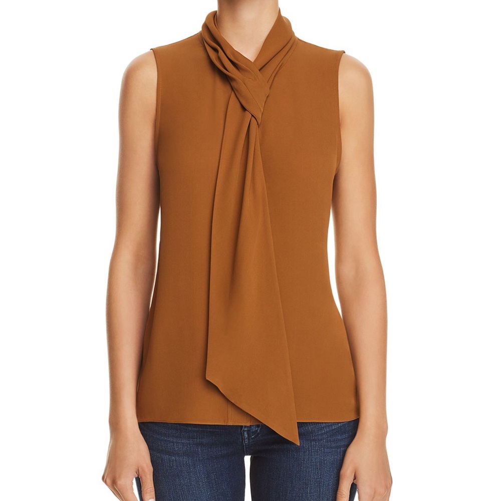 Theory silk tie neck top size medium